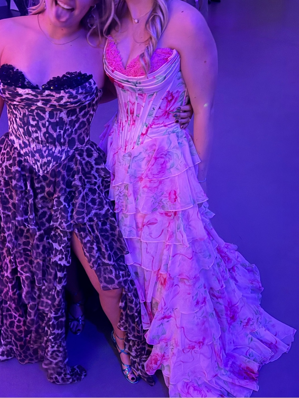 Sherri Hill Pink Floral Ruffle Corset Dress - Picture 3 of 4